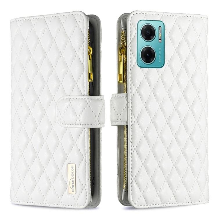 For Xiaomi Redmi 10 5G / Note 11E Diamond Lattice Zipper Wallet Leather Flip Phone Case