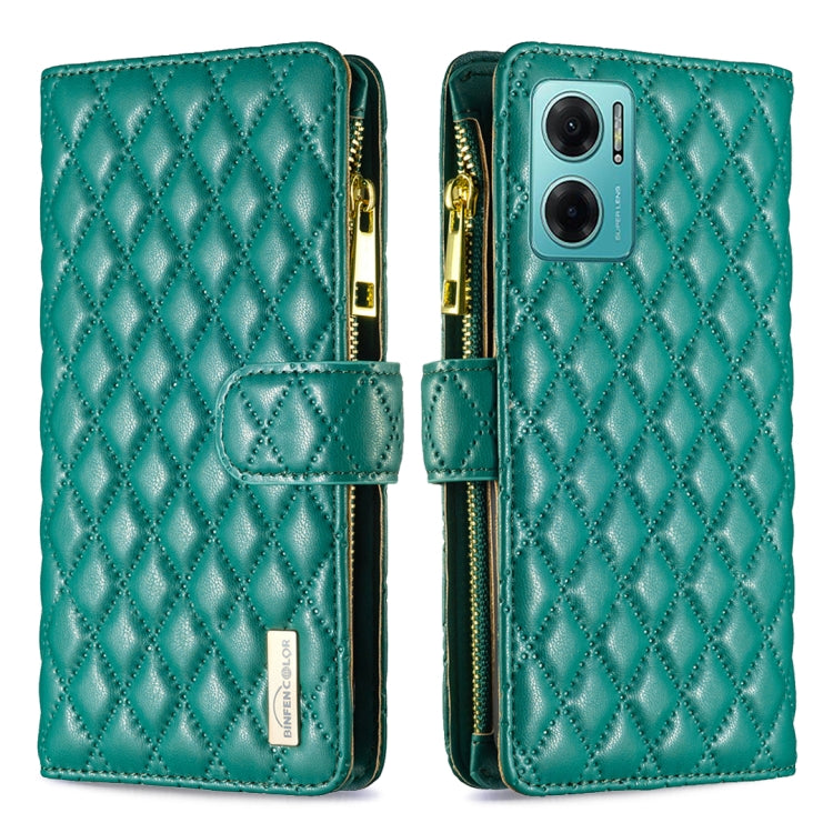 For Xiaomi Redmi 10 5G / Note 11E Diamond Lattice Zipper Wallet Leather Flip Phone Case