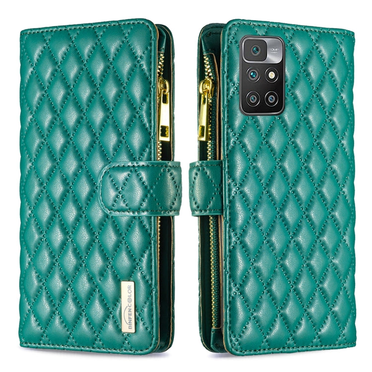 For Xiaomi Redmi 10/10 2022/Note 11 4G Diamond Lattice Zipper Wallet Leather Flip Phone Case