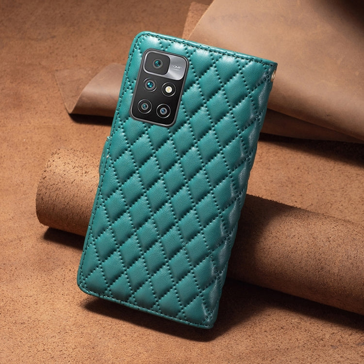 For Xiaomi Redmi 10/10 2022/Note 11 4G Diamond Lattice Zipper Wallet Leather Flip Phone Case