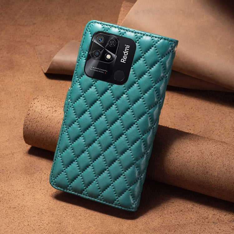 For Xiaomi Redmi 10C Diamond Lattice Zipper Wallet Leather Flip Phone Case