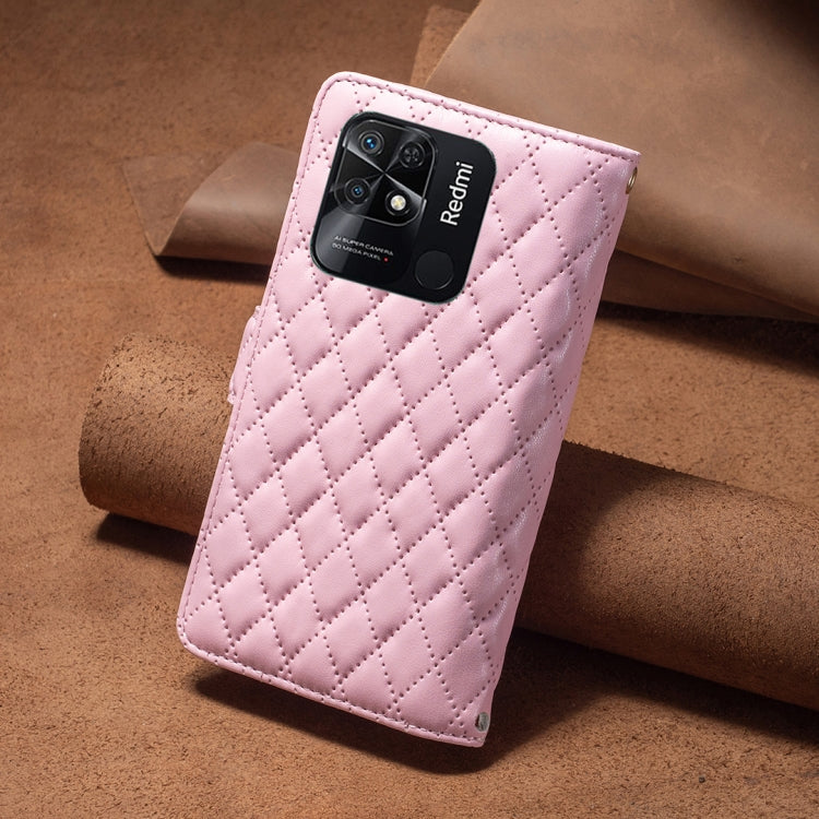 For Xiaomi Redmi 10C Diamond Lattice Zipper Wallet Leather Flip Phone Case