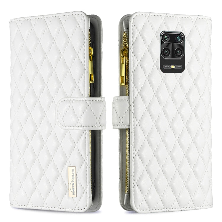 For Xiaomi Redmi Note 9 Pro Max Diamond Lattice Zipper Wallet Leather Flip Phone Case