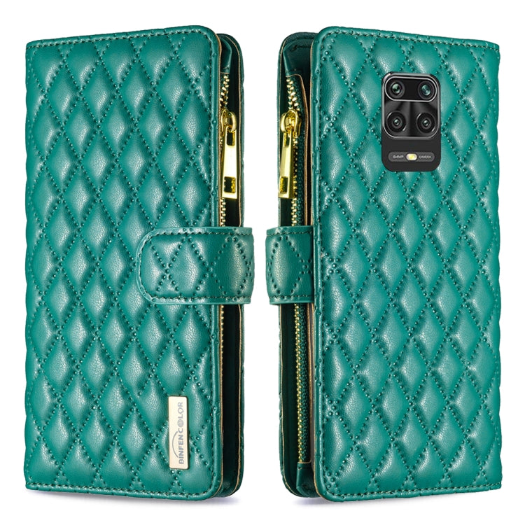 For Xiaomi Redmi Note 9 Pro Max Diamond Lattice Zipper Wallet Leather Flip Phone Case