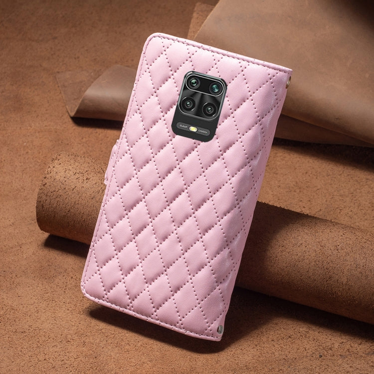 For Xiaomi Redmi Note 9 Pro Max Diamond Lattice Zipper Wallet Leather Flip Phone Case
