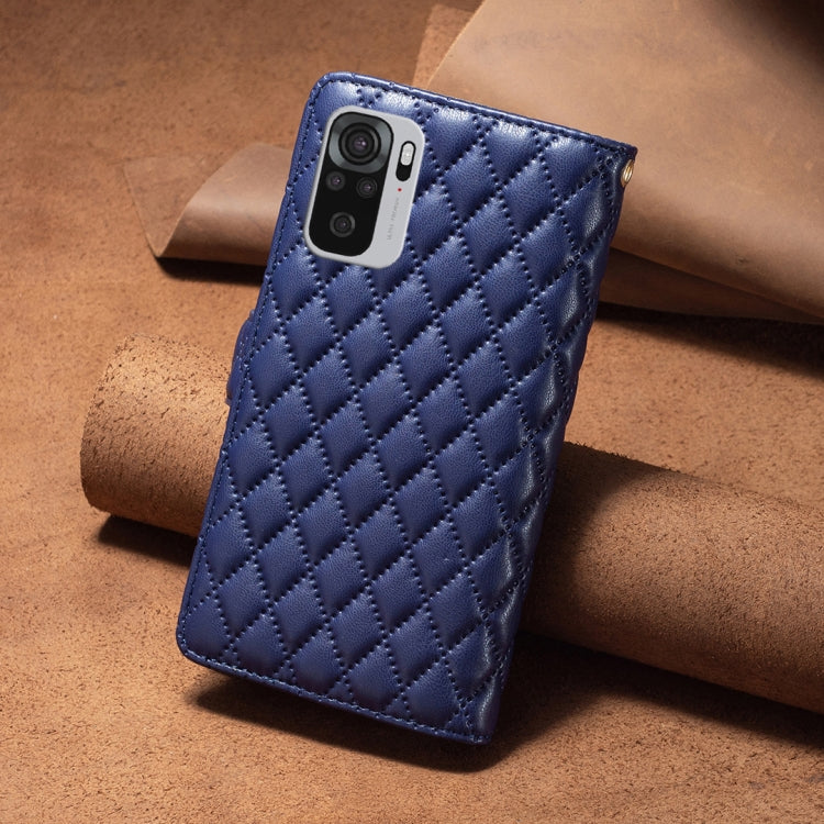 For Xiaomi Redmi Note 10 4G / 10S Diamond Lattice Zipper Wallet Leather Flip Phone Case