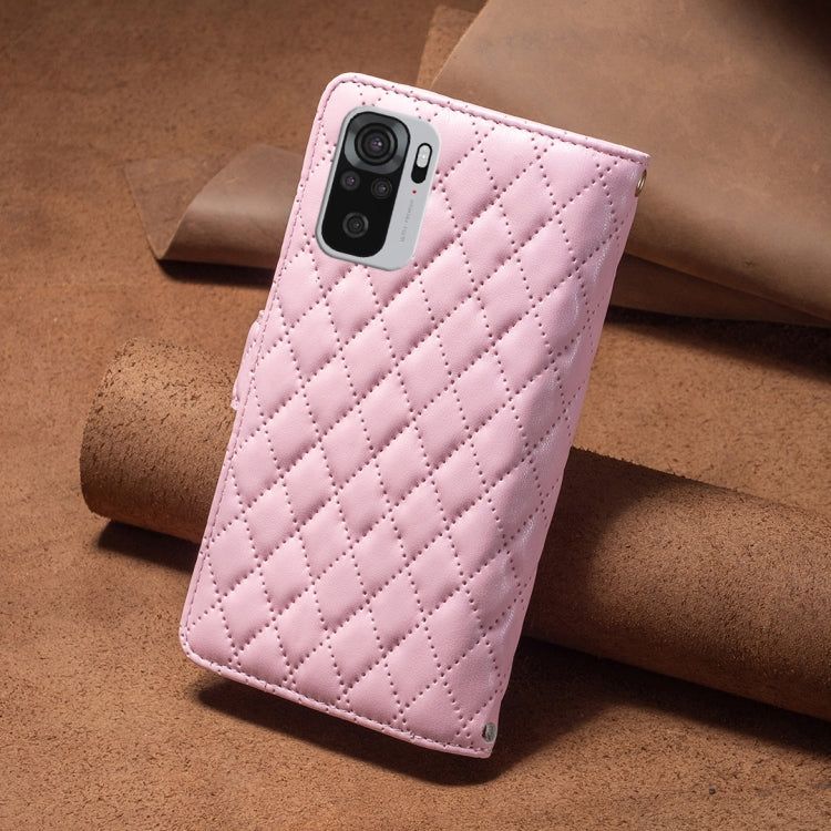 For Xiaomi Redmi Note 10 4G / 10S Diamond Lattice Zipper Wallet Leather Flip Phone Case