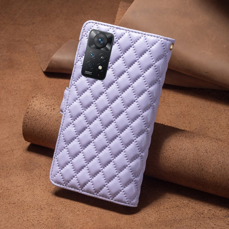 For Xiaomi Redmi Note 11 Pro/11 Pro 5G Global Diamond Lattice Zipper Wallet Leather Flip Phone Case