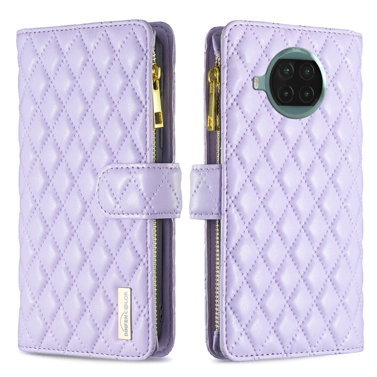 For Xiaomi Mi 10T Lite 5G Diamond Lattice Zipper Wallet Leather Flip Phone Case