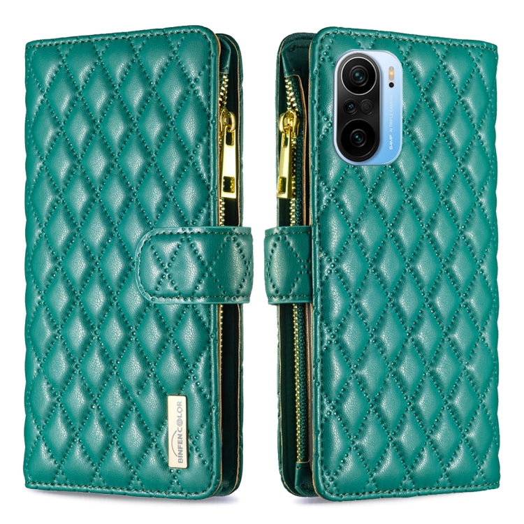 For Xiaomi Mi 11i/Poco F3/Redmi K40/K40 Pro Diamond Lattice Zipper Wallet Leather Flip Phone Case
