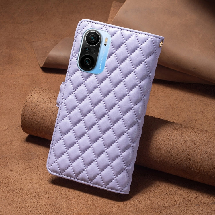 For Xiaomi Mi 11i/Poco F3/Redmi K40/K40 Pro Diamond Lattice Zipper Wallet Leather Flip Phone Case