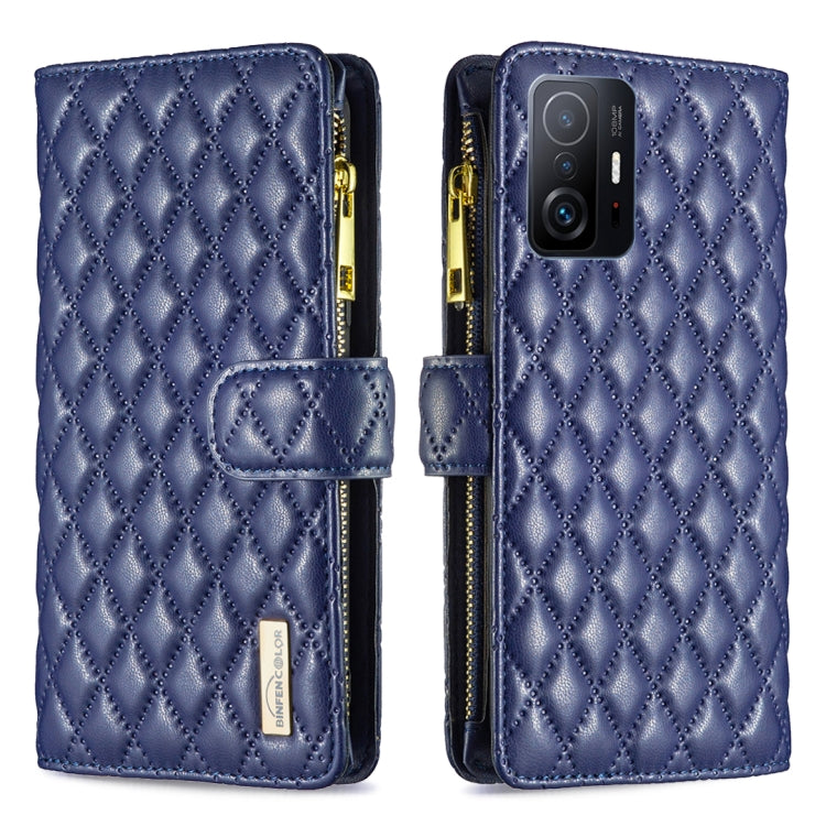 For Xiaomi 11T / 11T Pro Diamond Lattice Zipper Wallet Leather Flip Phone Case