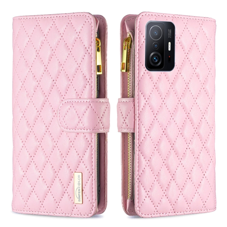 For Xiaomi 11T / 11T Pro Diamond Lattice Zipper Wallet Leather Flip Phone Case