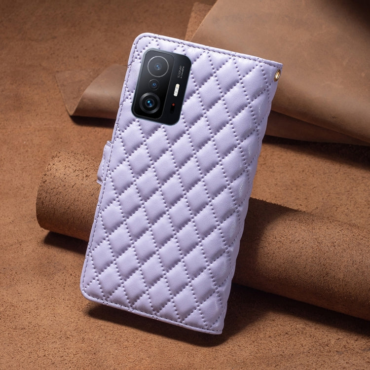 For Xiaomi 11T / 11T Pro Diamond Lattice Zipper Wallet Leather Flip Phone Case