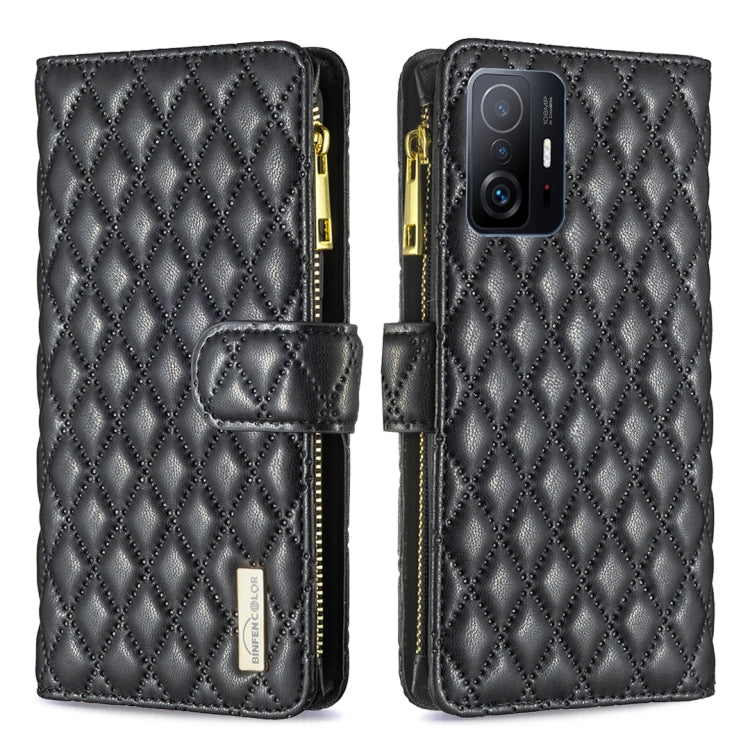 For Xiaomi 11T / 11T Pro Diamond Lattice Zipper Wallet Leather Flip Phone Case