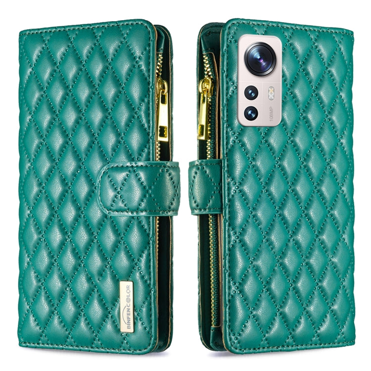 For Xiaomi 12 Lite Diamond Lattice Zipper Wallet Leather Flip Phone Case