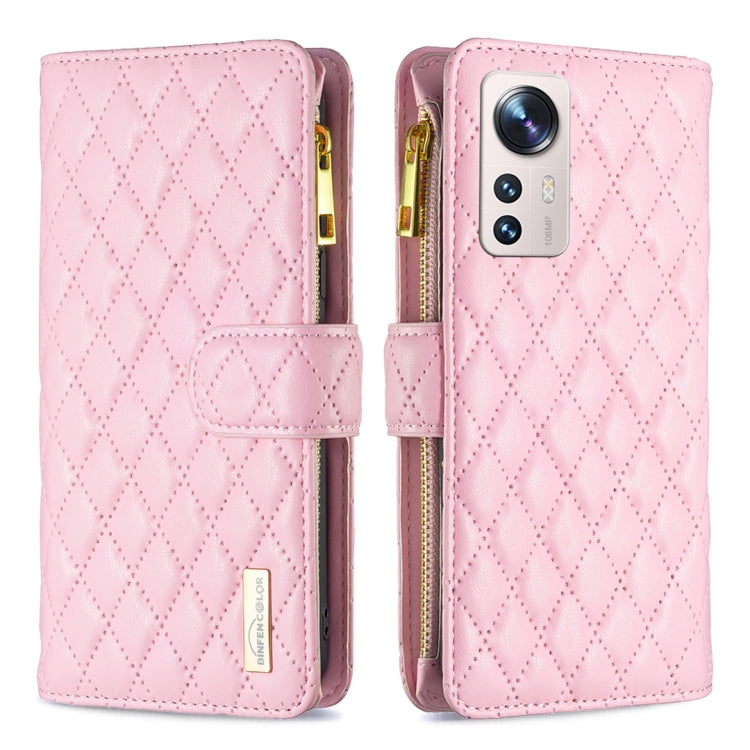 For Xiaomi 12 Lite Diamond Lattice Zipper Wallet Leather Flip Phone Case