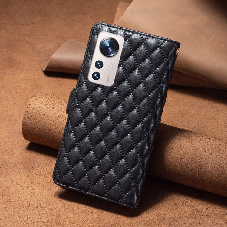 For Xiaomi 12 Lite Diamond Lattice Zipper Wallet Leather Flip Phone Case