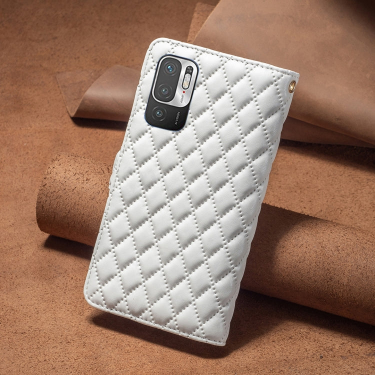 For Xiaomi Poco M3 Pro/Redmi Note 10 5G/10T 5G Diamond Lattice Zipper Wallet Leather Flip Phone Case