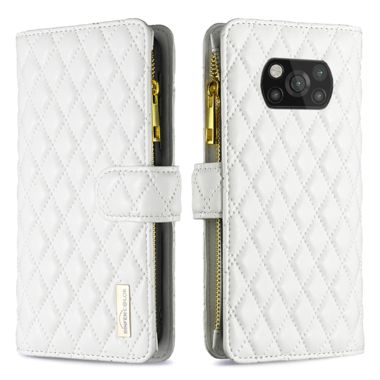 For Xiaomi Poco X3 / X3 NFC Diamond Lattice Zipper Wallet Leather Flip Phone Case