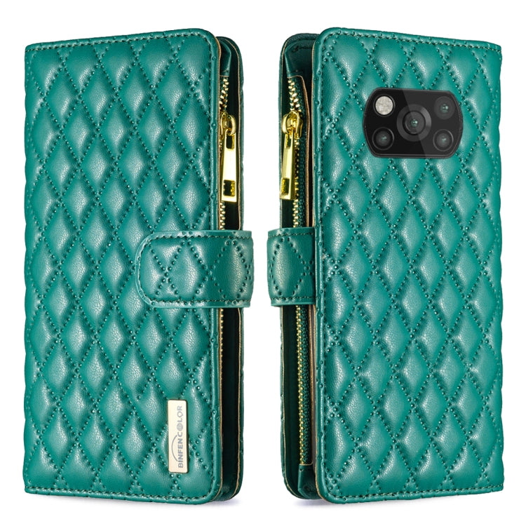 For Xiaomi Poco X3 / X3 NFC Diamond Lattice Zipper Wallet Leather Flip Phone Case