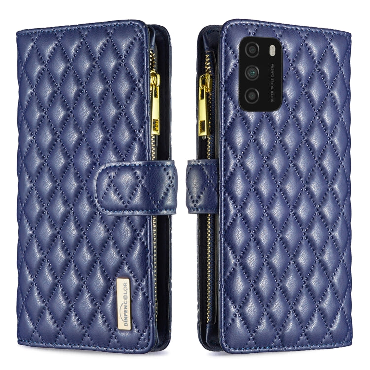 For Xiaomi Poco M3 Diamond Lattice Zipper Wallet Leather Flip Phone Case