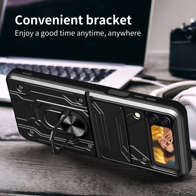 For Samsung Galaxy Z Flip4 Sliding Camshield Card Phone Case