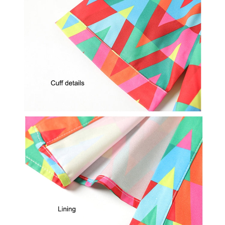 Short Sleeve Print Midi Dress Fashion Shirt Dress, Size: