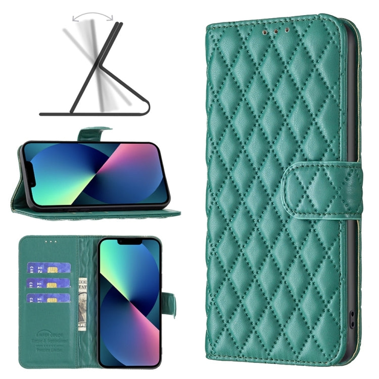 For iPhone 14 Diamond Lattice Wallet Leather Flip Phone Case