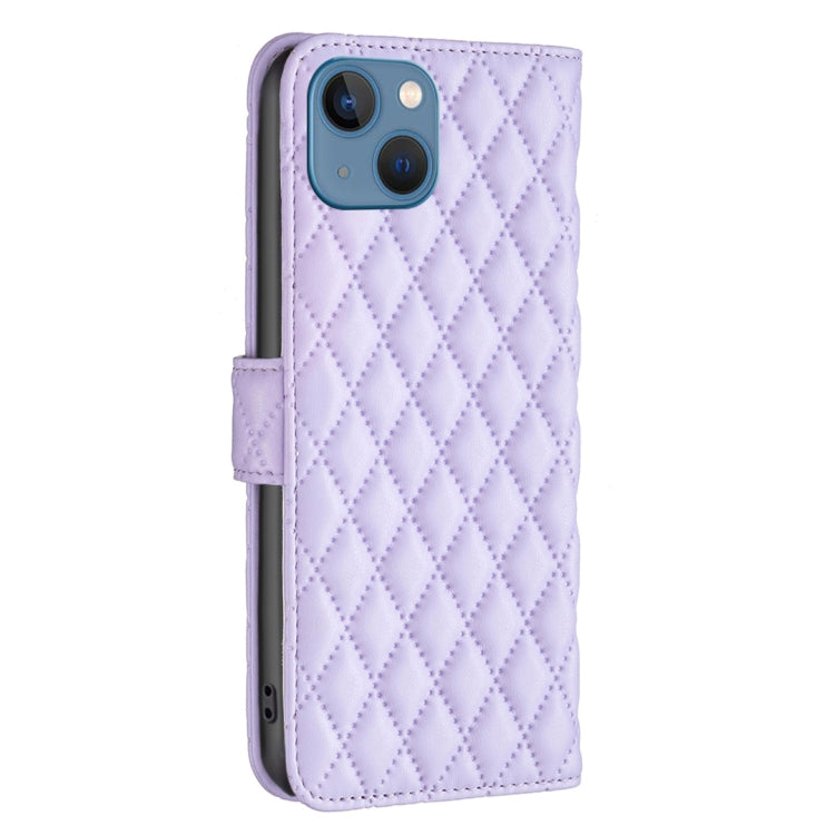 For iPhone 13 Diamond Lattice Wallet Leather Flip Phone Case