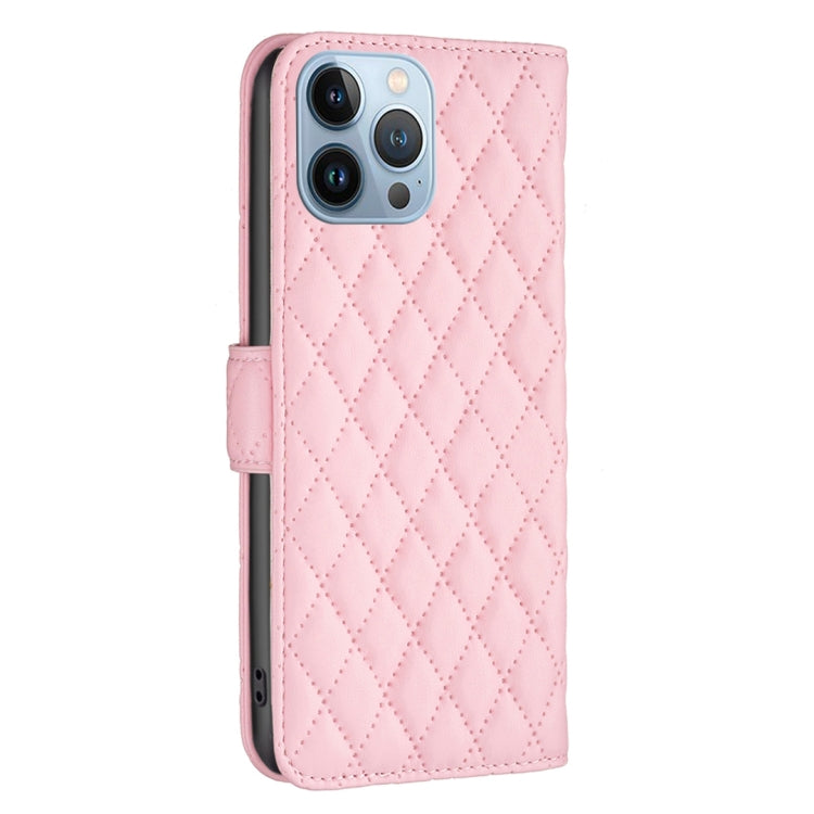 For iPhone 13 Pro Diamond Lattice Wallet Leather Flip Phone Case
