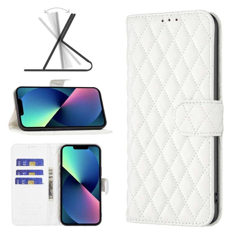 For iPhone 13 mini Diamond Lattice Wallet Leather Flip Phone Case