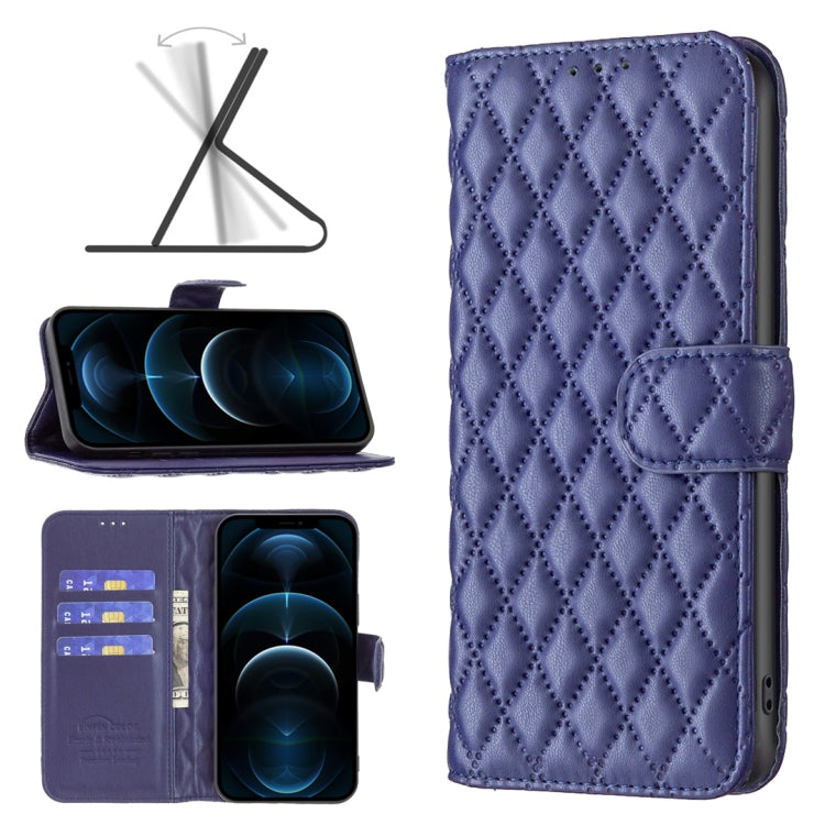 For iPhone 12 Pro Max Diamond Lattice Wallet Leather Flip Phone Case