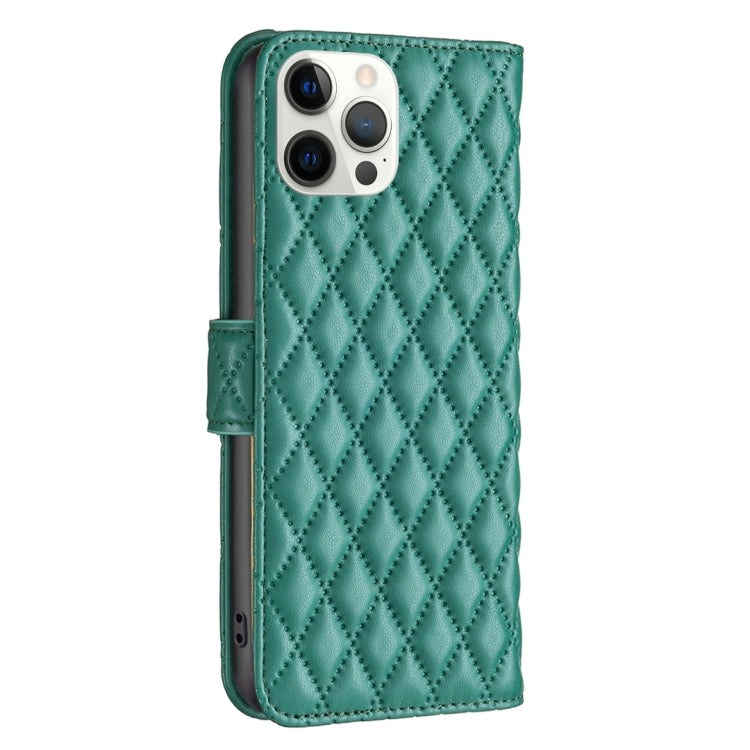 For iPhone 12 Pro Max Diamond Lattice Wallet Leather Flip Phone Case