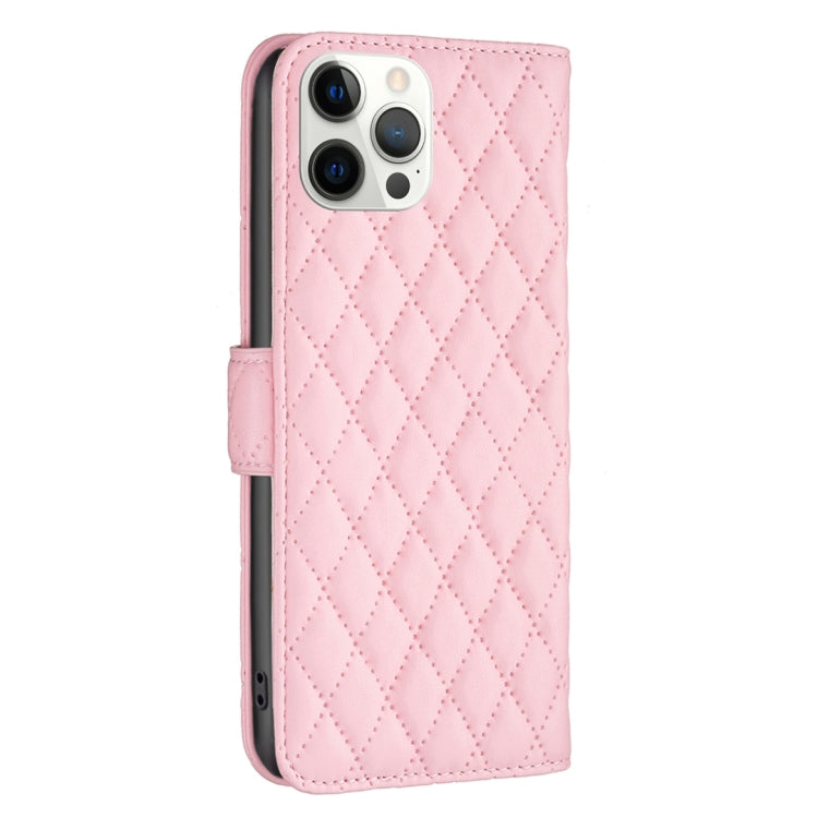 For iPhone 12 Pro Max Diamond Lattice Wallet Leather Flip Phone Case