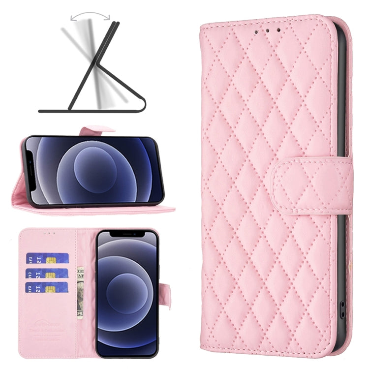 For iPhone 12 mini Diamond Lattice Wallet Leather Flip Phone Case