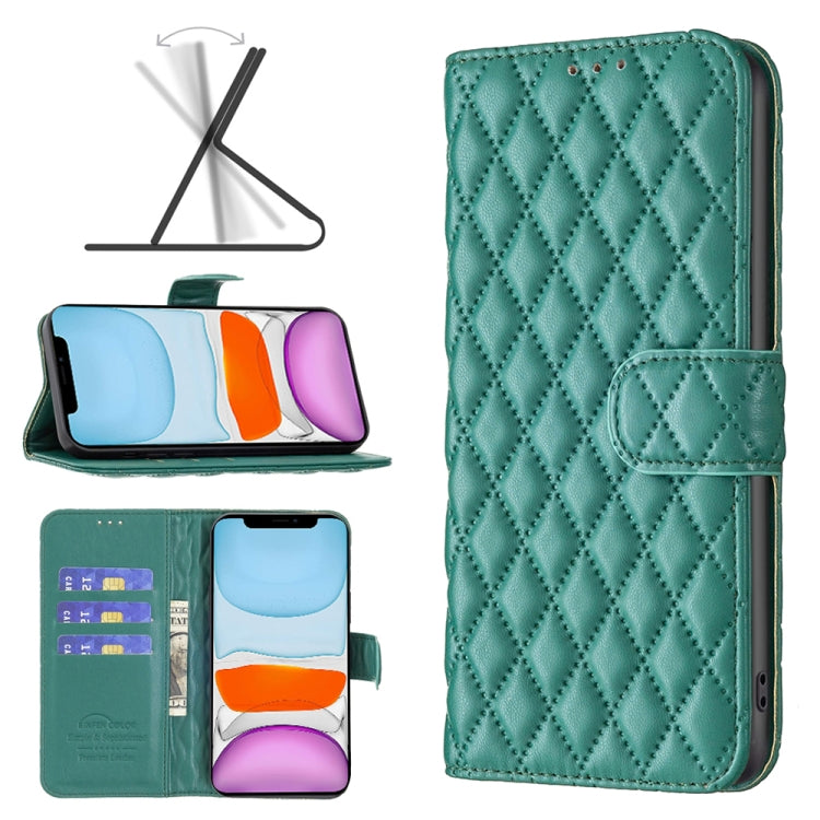 For iPhone 11 Diamond Lattice Wallet Leather Flip Phone Case