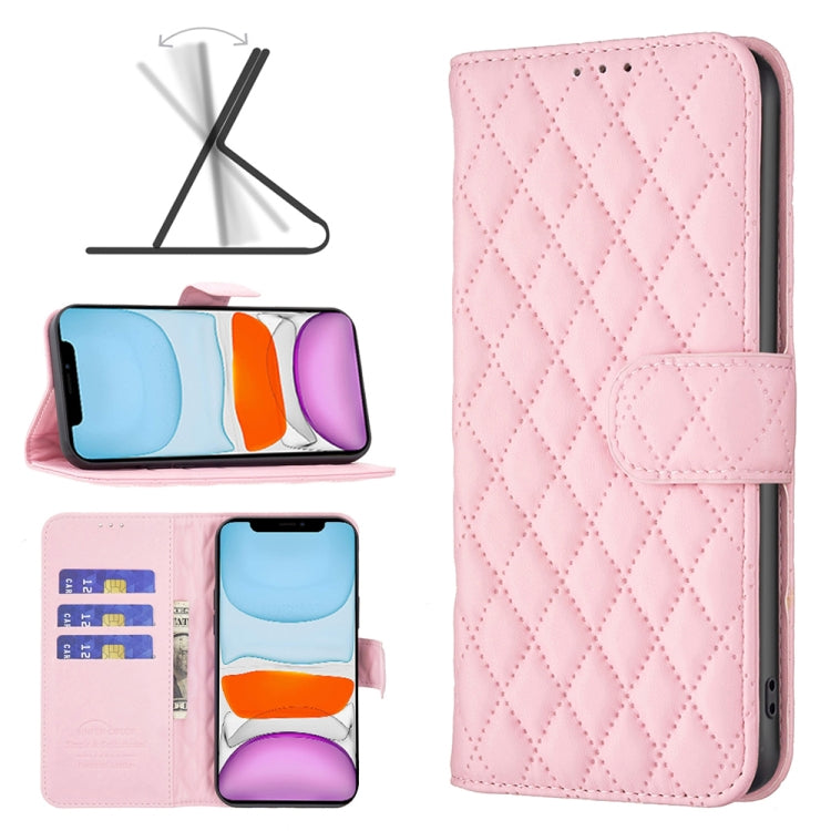 For iPhone 11 Diamond Lattice Wallet Leather Flip Phone Case