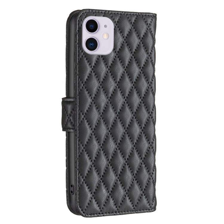For iPhone 11 Diamond Lattice Wallet Leather Flip Phone Case