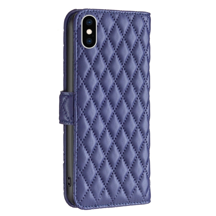 For iPhone XS Diamond Lattice Wallet Leather Flip Phone Case