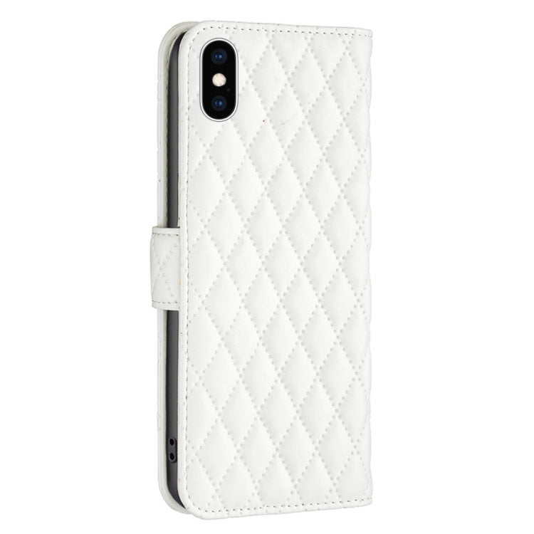 For iPhone XS Diamond Lattice Wallet Leather Flip Phone Case