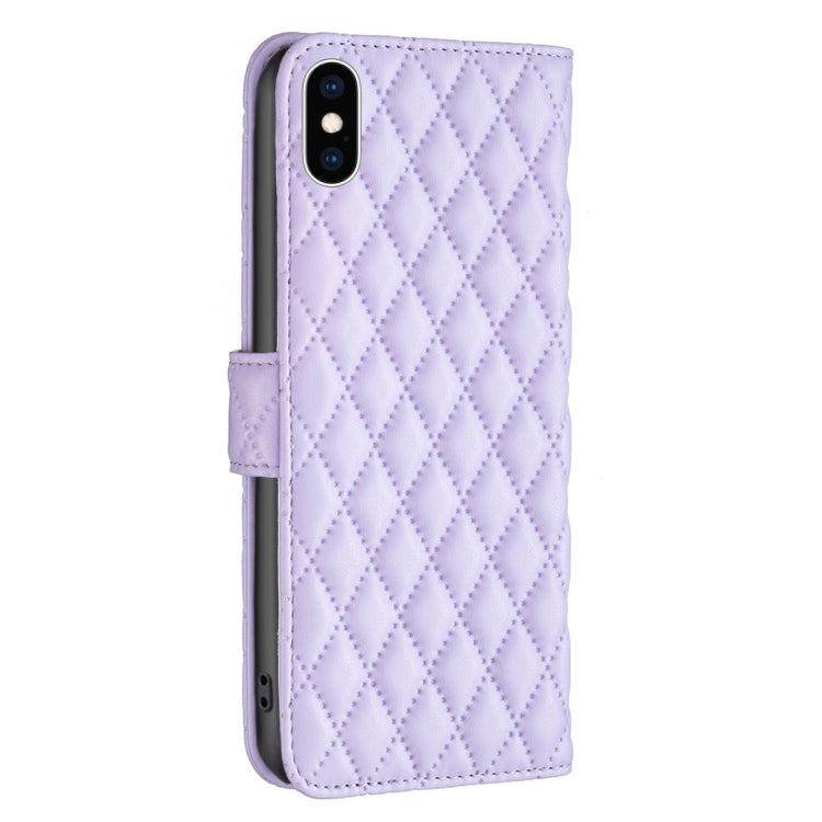 For iPhone XS Diamond Lattice Wallet Leather Flip Phone Case