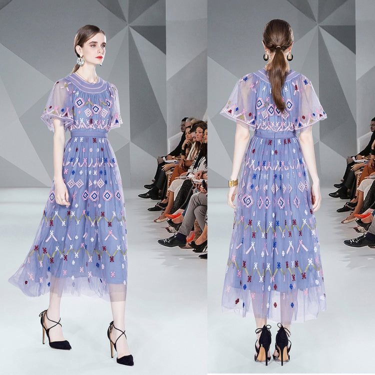 Heavy Mesh Embroidery Dress Fashion Long Skirt Dress, Size: