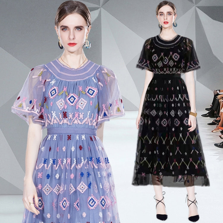 Heavy Mesh Embroidery Dress Fashion Long Skirt Dress, Size: