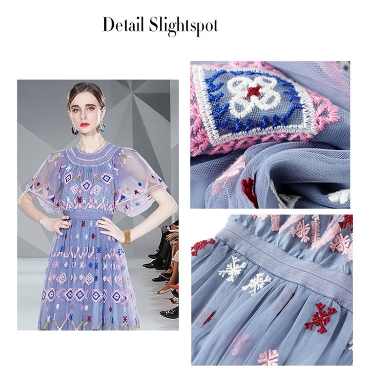 Heavy Mesh Embroidery Dress Fashion Long Skirt Dress, Size:
