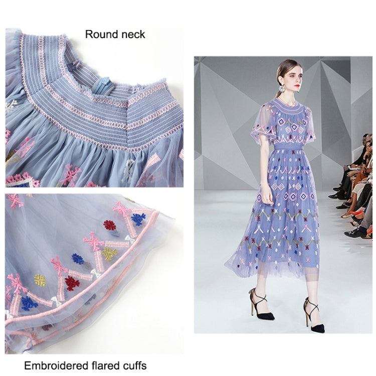 Heavy Mesh Embroidery Dress Fashion Long Skirt Dress, Size: