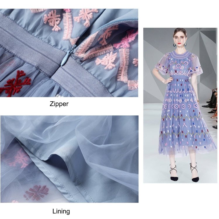 Heavy Mesh Embroidery Dress Fashion Long Skirt Dress, Size: