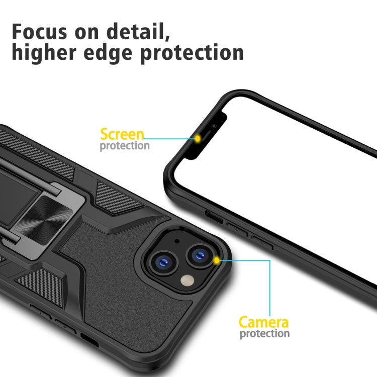 For iPhone 14 Armor 2 in 1 PC + TPU Magnetic Shockproof Case with Foldable Holder