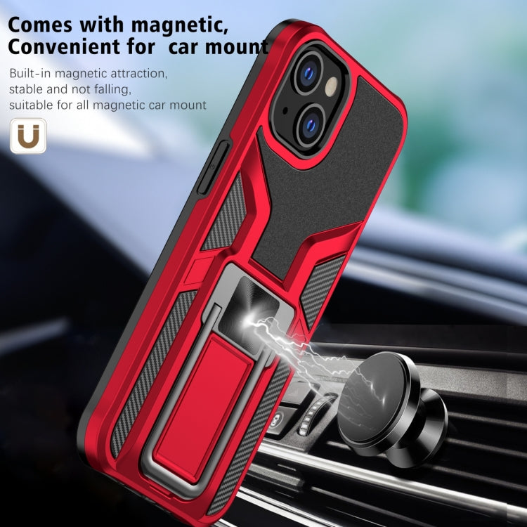 For iPhone 14 Armor 2 in 1 PC + TPU Magnetic Shockproof Case with Foldable Holder