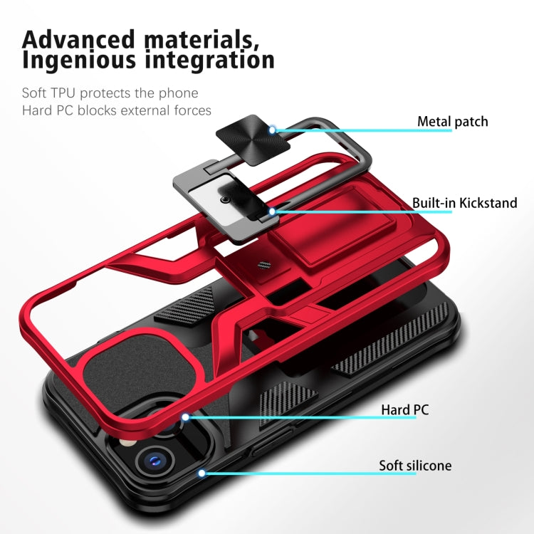 For iPhone 14 Armor 2 in 1 PC + TPU Magnetic Shockproof Case with Foldable Holder